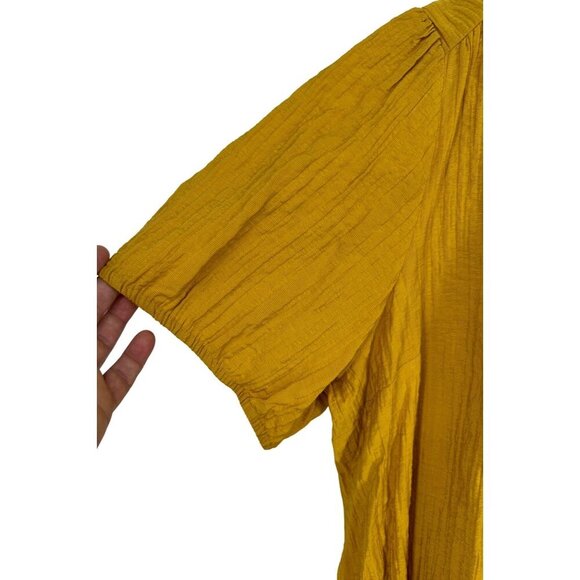 Lane Bryant Mustard Yellow Blouse with Built in Neck Tie Size 24 - Picture 4 of 10